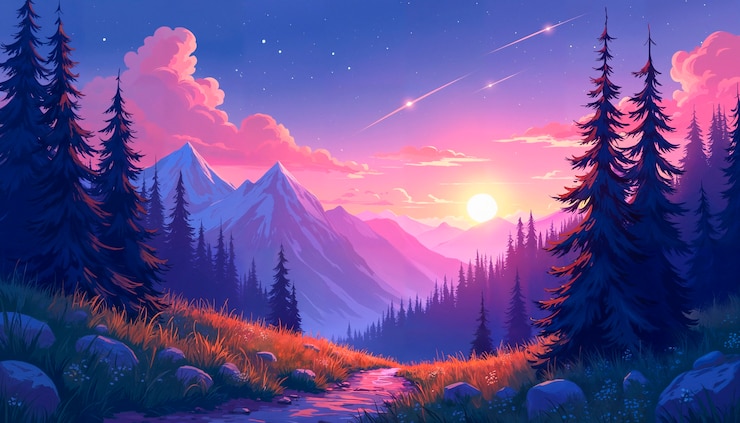 Free Photo beautiful landscape painting