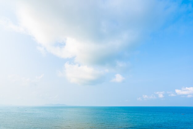 Beautiful landscape of sea ocean with white cloud and blue sky