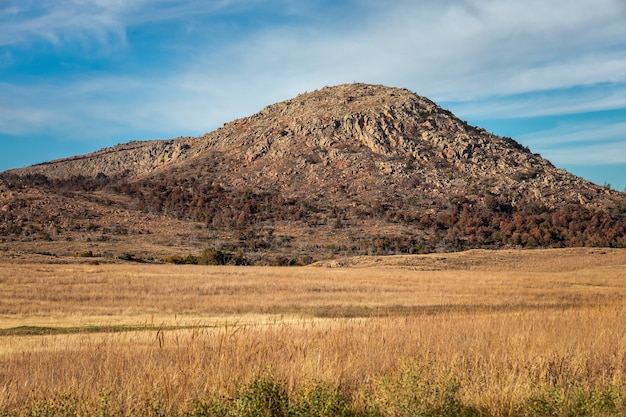 Beautiful landscape at the Wichita Mountains Wildlife Refuge, located in southwestern Oklahoma