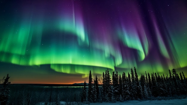 Foto gratuita bellissimo paesaggio con aurora boreale