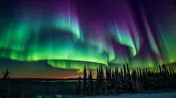 Free photo beautiful landscape with aurora borealis