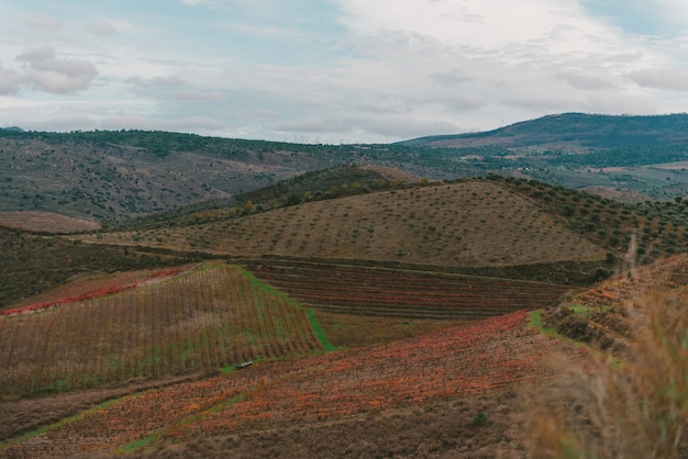 Free photo beautiful landscape with mountain ranges under the cloudy sky