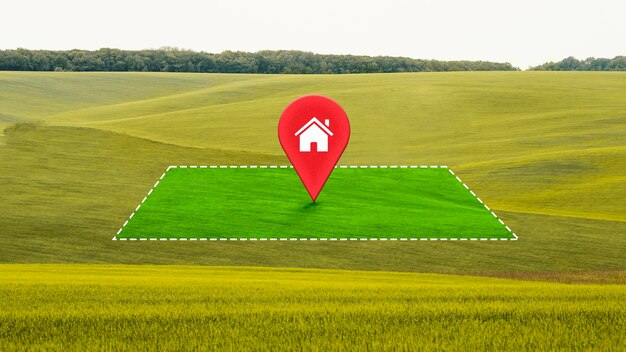 Beautiful landscape with red pin