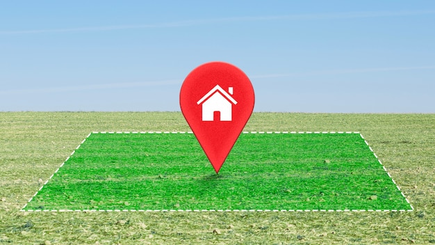 Beautiful landscape with red pin