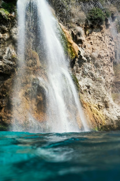 Free photo beautiful landscape with waterfall