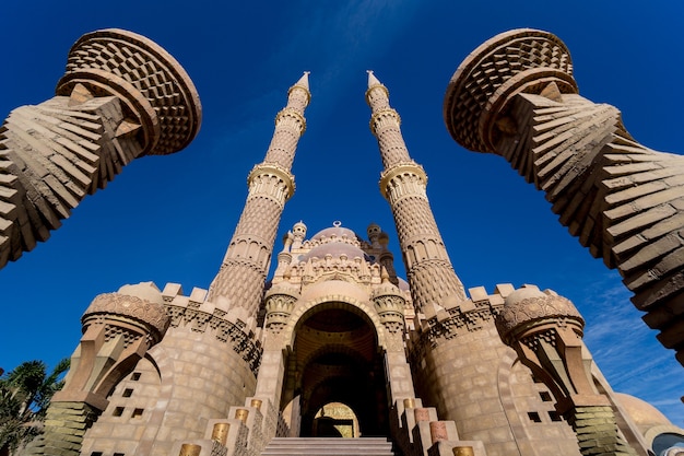 Beautiful large islamic mosque at the sky background