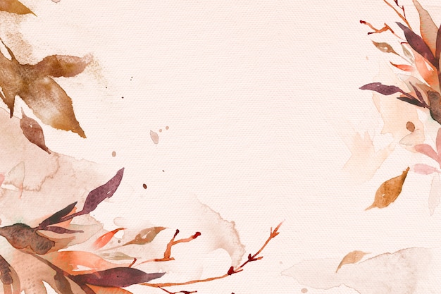 Free photo beautiful leaf watercolor background in brown autumn season