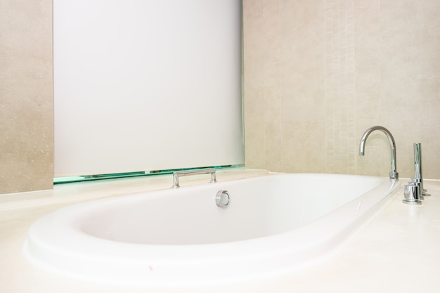 Beautiful luxury and clean white bathtub decoration interior