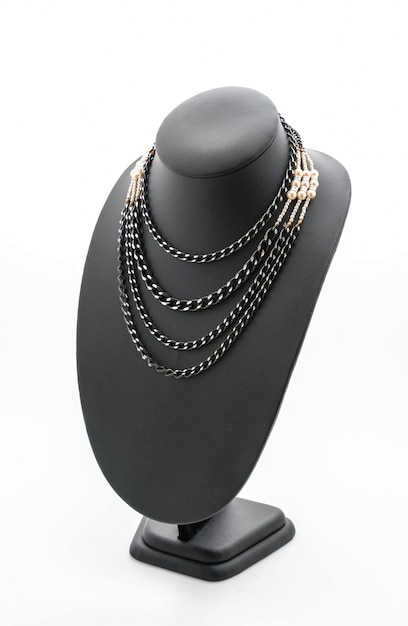 beautiful and luxury necklace on jewelry stand neck