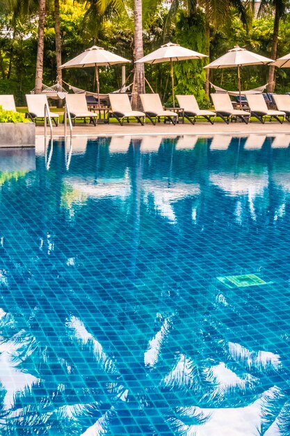 Beautiful luxury outdoor swimming pool in hotel and resort