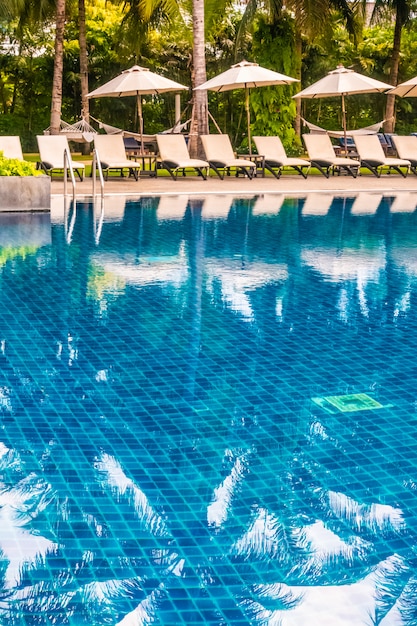 Beautiful luxury outdoor swimming pool in hotel and resort