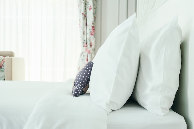 Beautiful luxury white pillow on bed