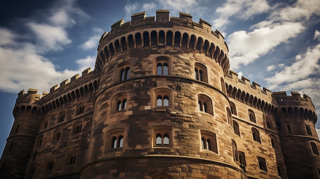 Free photo beautiful majestic castle low angle