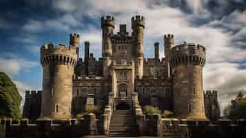 Free photo beautiful majestic castle low angle