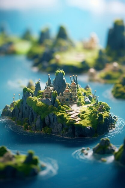 beautiful medieval fantasy landscape with city