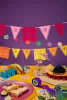 Free photo beautiful mexican party decoration with food