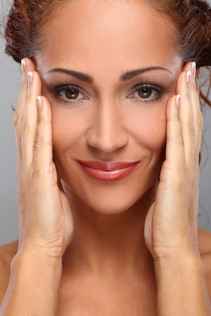 Beautiful middleaged woman with makeup