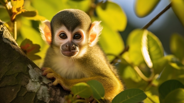 Бесплатное фото Красивая обезьяна проводит время на природе