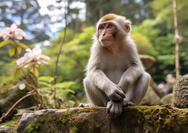 Foto gratuita bellissima scimmia che trascorre del tempo nella natura