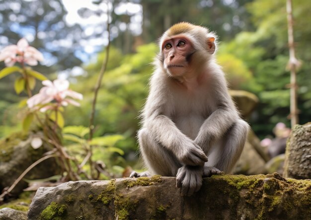 Beautiful monkey spending time in nature