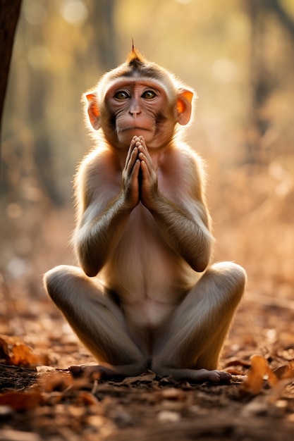 Foto gratuita bellissima scimmia che trascorre del tempo nella natura