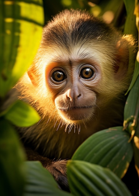 자연 속에서 시간을 보내는 아름다운 원숭이