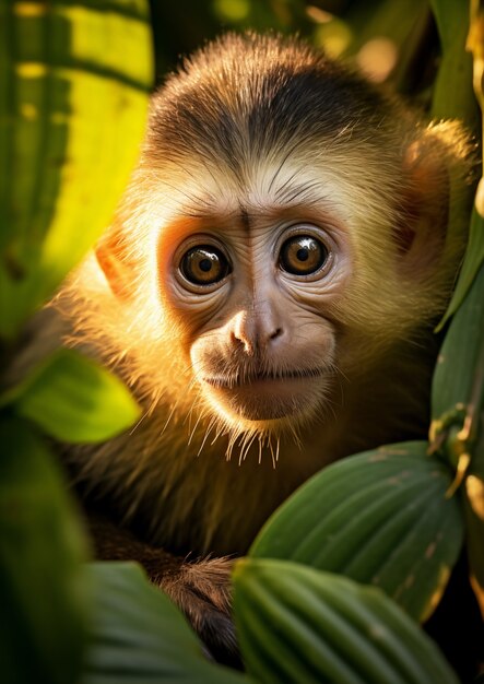 自然の中で時間を過ごす美しい猿