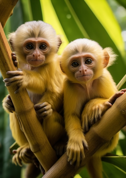 야외의 아름다운 원숭이들