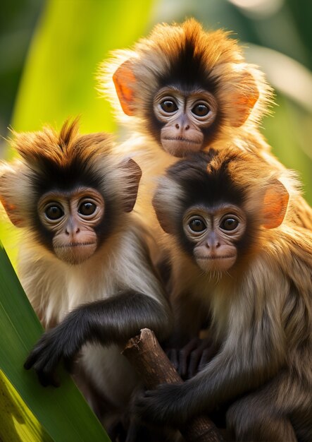 Beautiful monkeys outdoors