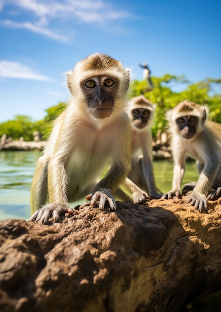 무료 사진 야외의 아름다운 원숭이들