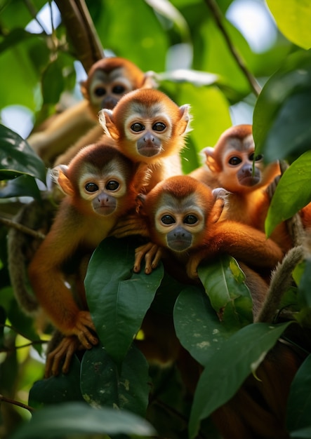 Beautiful monkeys outdoors