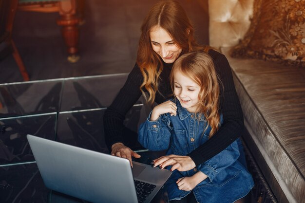 Beautiful mother with a little daughter