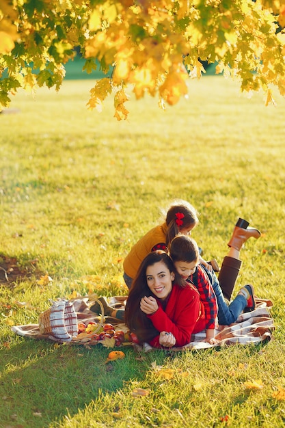 Beautiful mother with little kids