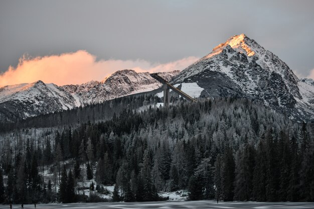 High Tatras, 슬로바키아의 겨울에 아름다운 산과 숲