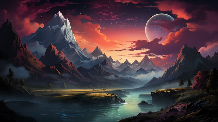 Free Photo beautiful mountains landscape