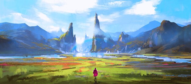 Beautiful natural environment, digital painting.