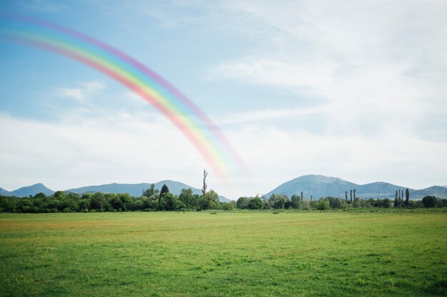 Beautiful natural landscape with rainbow