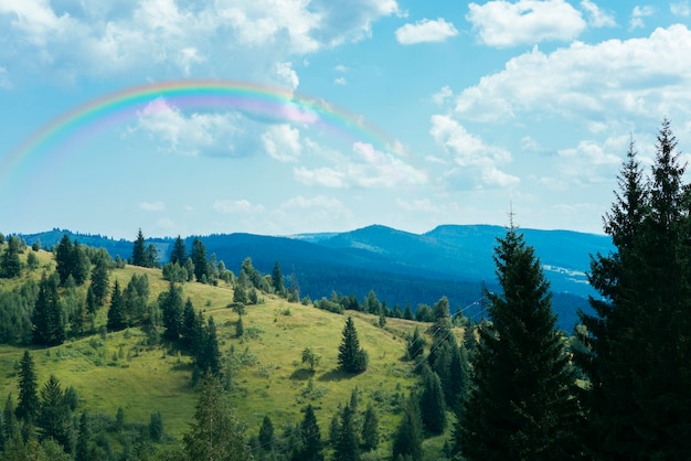 Beautiful natural landscape with rainbow