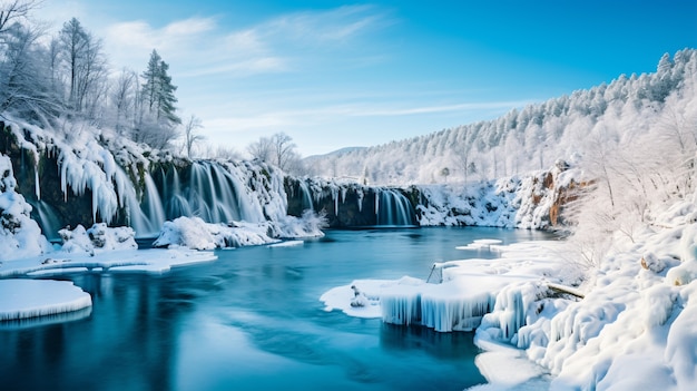 Beautiful natural waterfall landscape