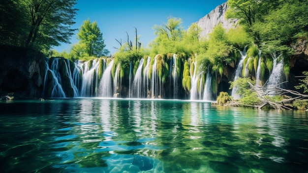 Beautiful natural waterfall landscape