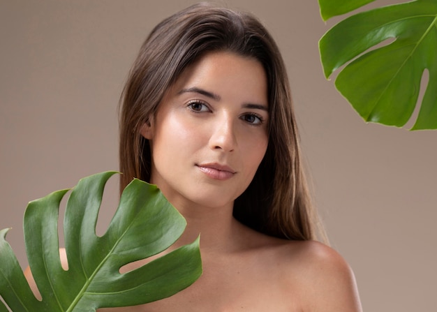 Foto gratuita bellissimo ritratto di giovane donna naturale