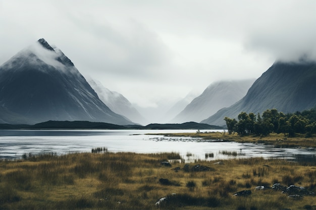 Foto gratuita bellissimo paesaggio naturale con montagne e lago