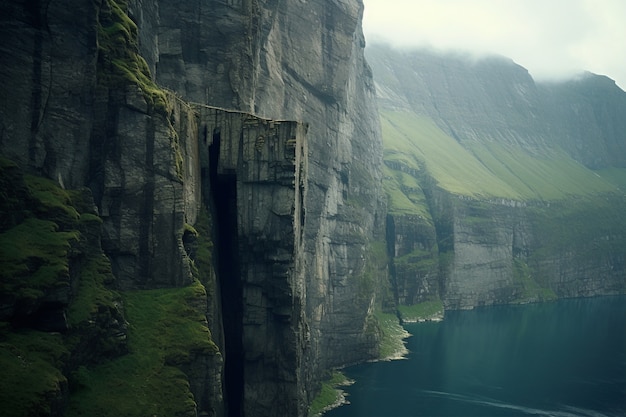 山と湖のある美しい自然の風景