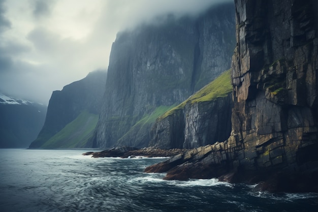 Beautiful nature landscape with mountains and lake