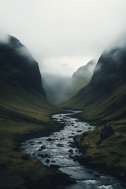 Beautiful nature landscape with river and vegetation