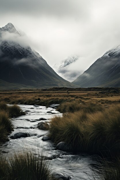 Beautiful nature landscape with river and vegetation