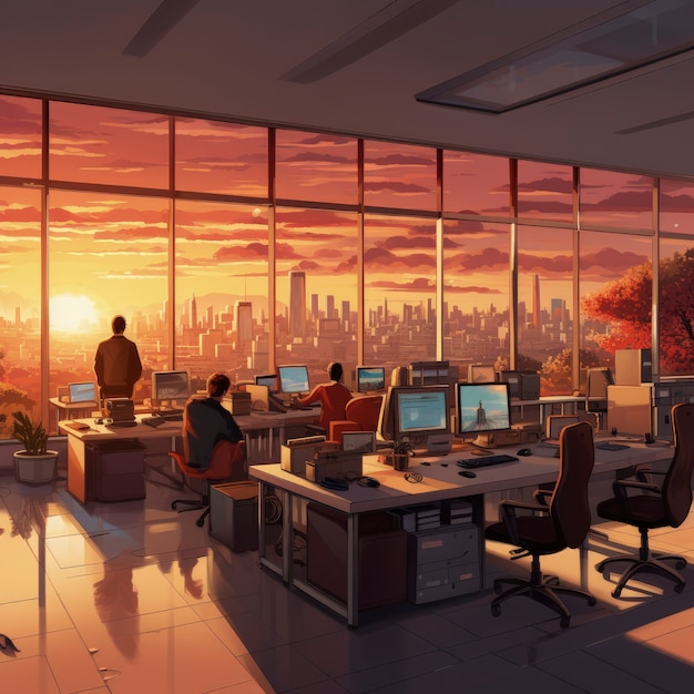 Beautiful office space in cartoon style