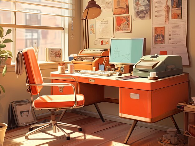 Beautiful office space in cartoon style