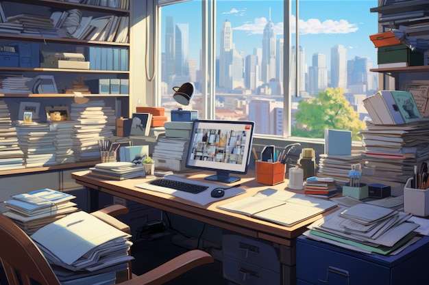 Beautiful office space in cartoon style