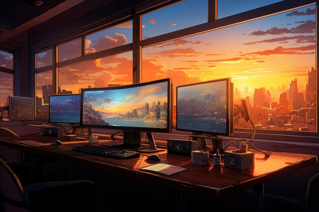 Beautiful office space in cartoon style